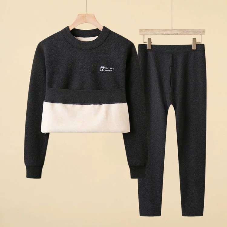 Keep warm set for elderly, warm comfortable thermal underwear, for middle age, round collar