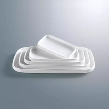 垒口长方盘 骨盘甜品碟摆桌沙拉牛排西餐茶楼酒店纯白简约中西式