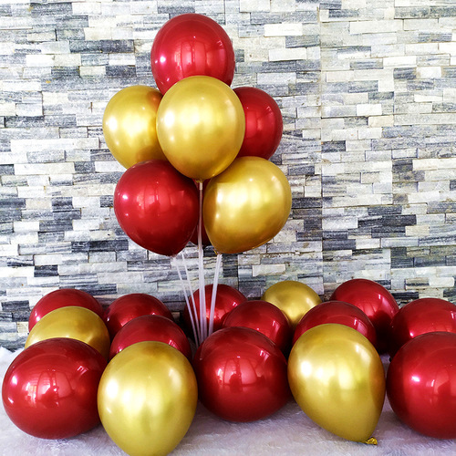 2024 new double layer ruby ​​red metallic balloon knot wedding scene decoration birthday party wedding
