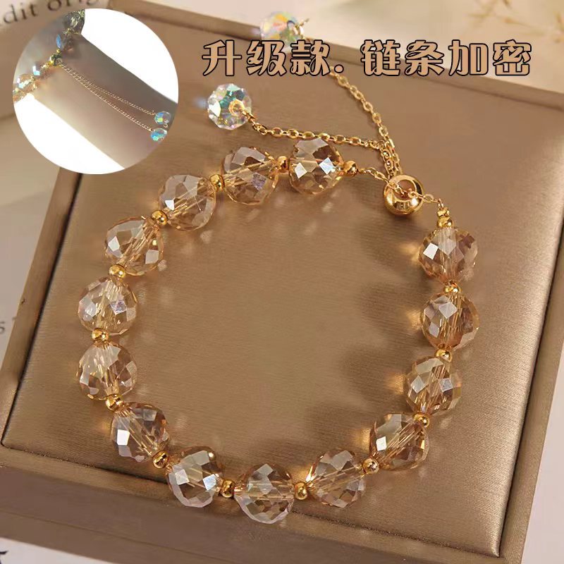 Temperament Crystal Woven Bracelet Female Niche Design Personalized Bracelet Simple Student Girlfriend Internet Celebrity Bracelet Hand Jewelry