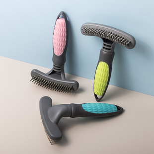 Foreign Trade Amazon Pet Rake Comb Double Row Dog Rake Comb Large Dog Long Hair Thick Hair Dog Comb Open Knot Brush