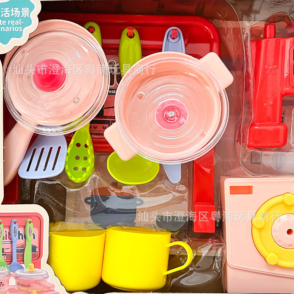 Niños en el hogar simulación mini montaje cocina estufas cubiertos cocinar juguetes conjunto de regalos