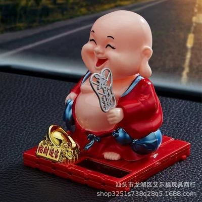 Car ornaments Shake Head Doll Car - solar-maitreya-buddha-red