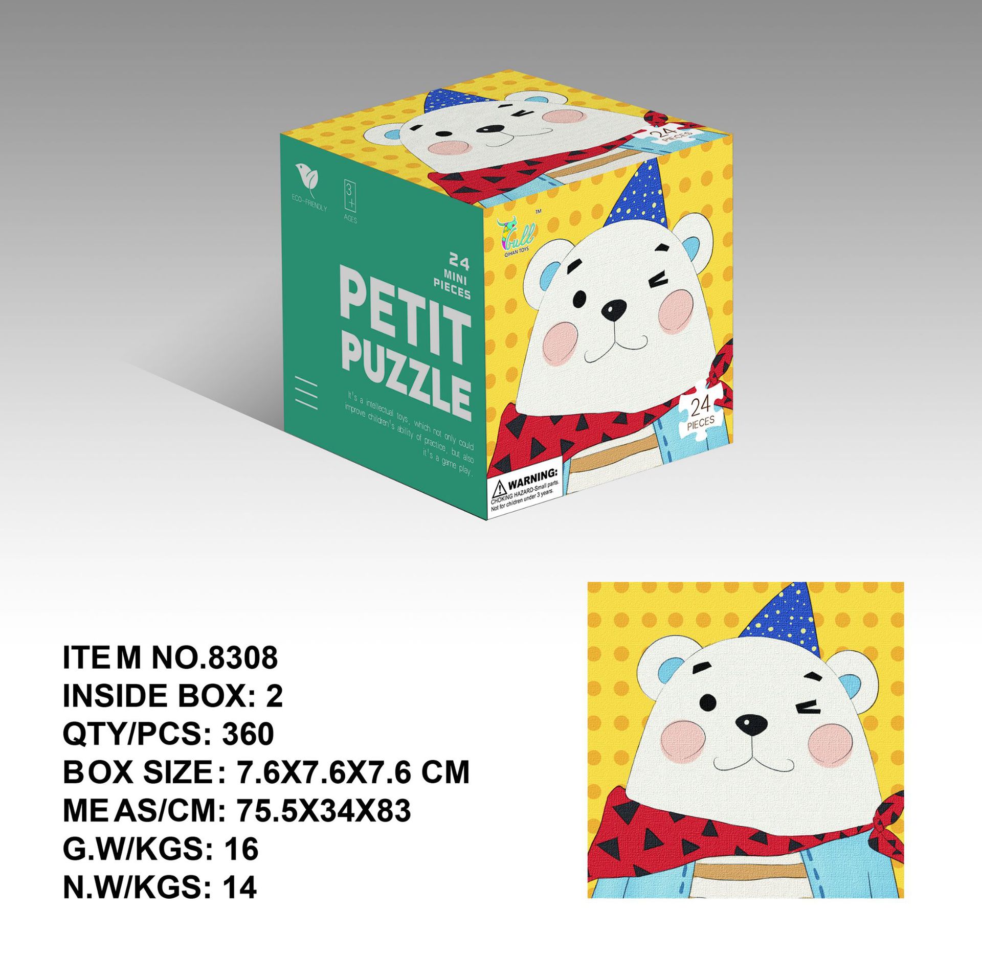 Mini 24 unidades rompecabezas de papel los niños educación temprana juguetes kindergarten regalo para 3 años embalaje inglés