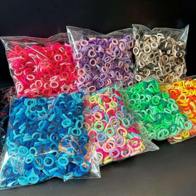 500 Packs Seamless Towel Ring Children's Rubber Band Baby Hair Band Does Not Harm Hair Rope Thumb Ring Girls' Head Rope