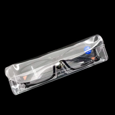便携PVE眼镜盒 防摔抗压老视镜盒 透明塑料带扣老花镜镜盒批发