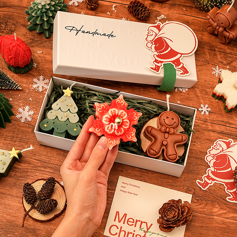 Caja de regalo corta C - (árbol de Navidad + copo de nieve + hombre de pan de jengibre)