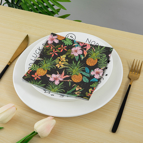 Cross-border tropical pineapple printed napkin creative party plant tissue light luxury festival celebration square tissue wholesale
