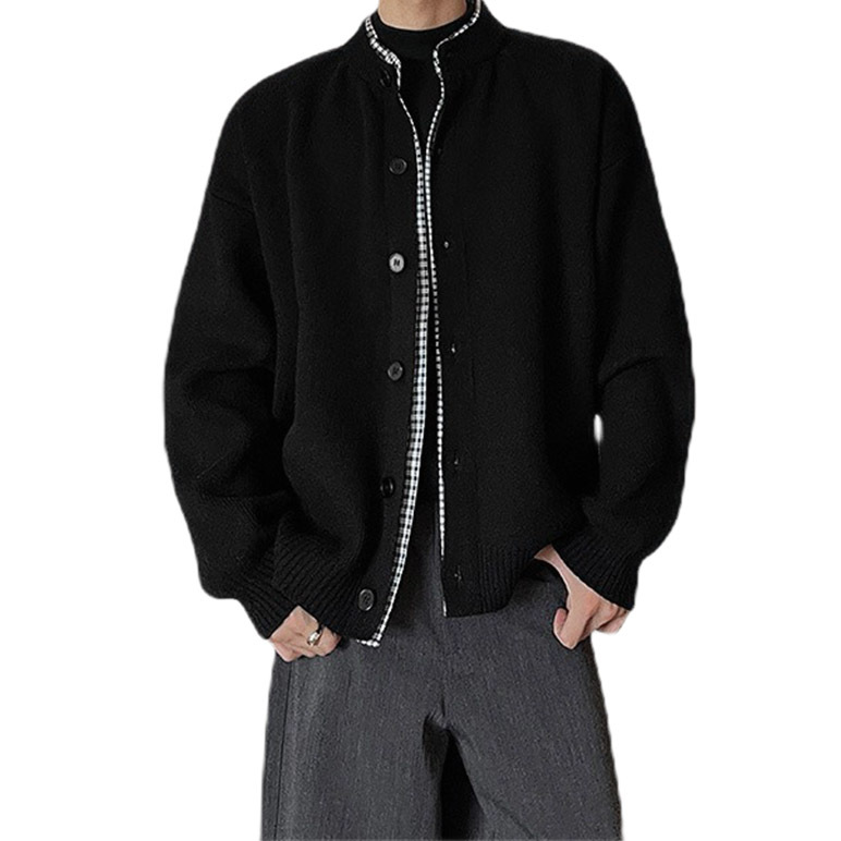 Explosiones transfronterizas camisas a cuadros de tamaño grande europeo falsas dos piezas camisas de punto suéter cardigan chaqueta de moda fábrica al por mayor