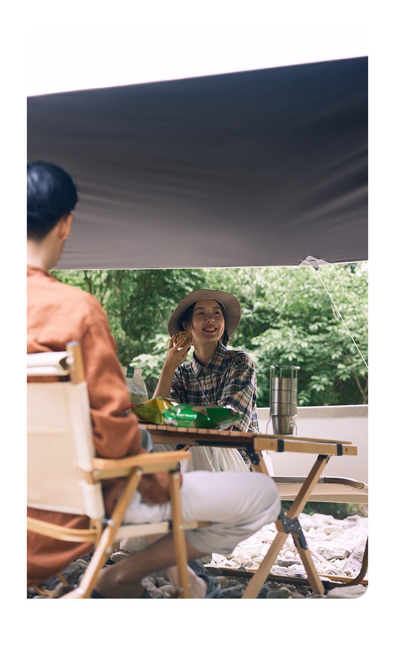 Cross-Border Vinyl Camping Tarp Outdoor 3-4 Person Thickened Coating Rainproof Sun Protection Portable Camping Gear Wholesale