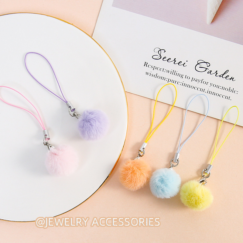 Colorful Sweet Plush Plush Ball Mobile Phone Rope DIY Handmade Pendant Mobile Phone Case Bag Pendant Jewelry Wholesale Colorful Sweet Plush Plush Ball Mobile Phone Rope DIY Handmade Pendant Mobile Phone Case Bag Pendant Jewelry Wholesale