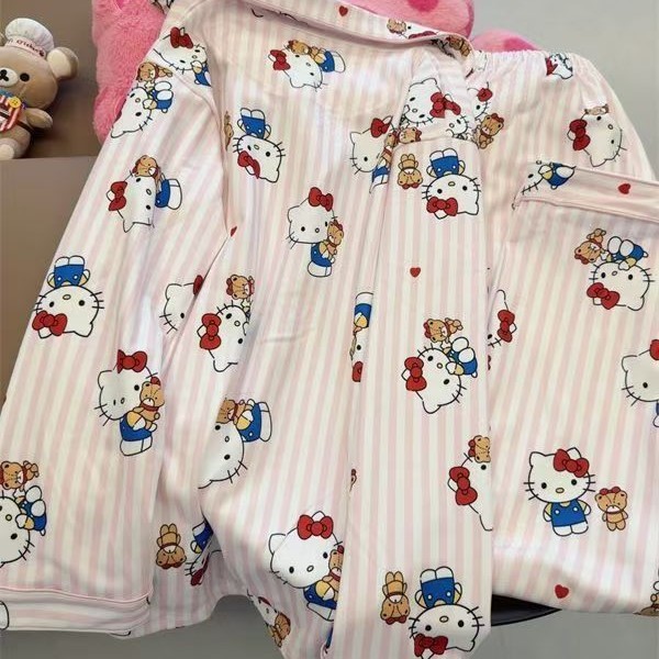 卡通Hellokitty印花睡衣女秋冬季保暖德绒两件套学生美少女家居服|undefined