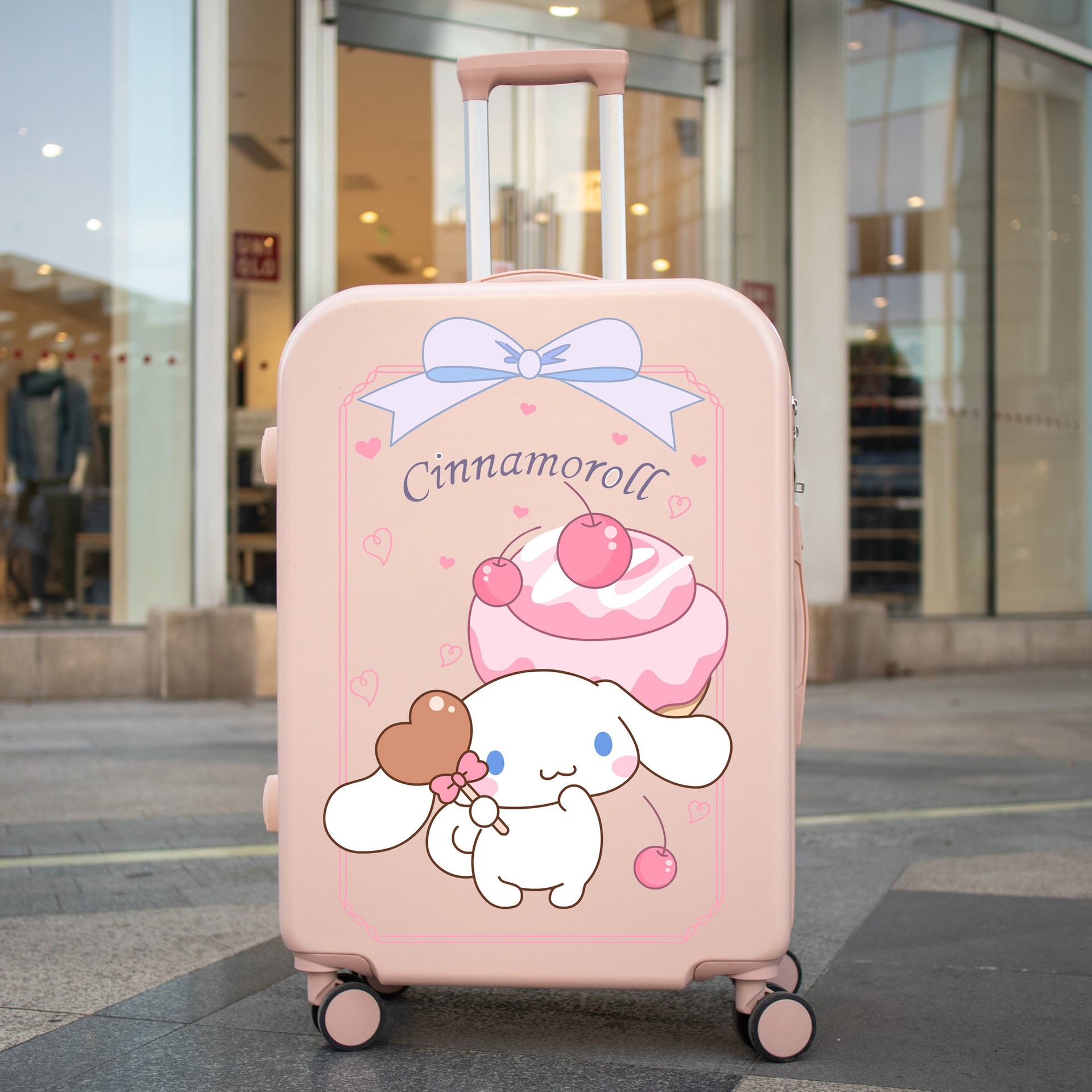 Qicheng Yugui caja de la carretilla del perro lindo equipaje de 18 pulgadas de dibujos animados estudiante femenino de alta apariencia japonés embarque caso