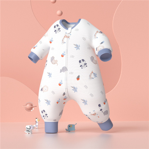  Newborn Baby Leg-Up Sleeping Bag Spring and Summer Pure Cotton Gauze Children's Sleeping Bag Front Four Back Two Cartoon Anti-Kick Blanket