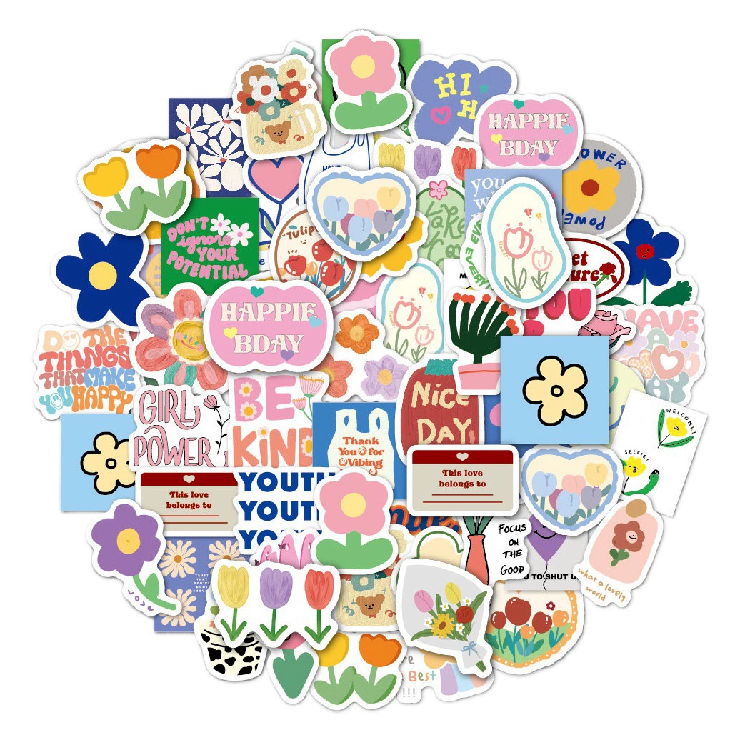 Маленький цветок смайлик наклейка мультфильм милый простой Инс граффити украшение чашка для воды компьютер багаж Цветочная наклейка