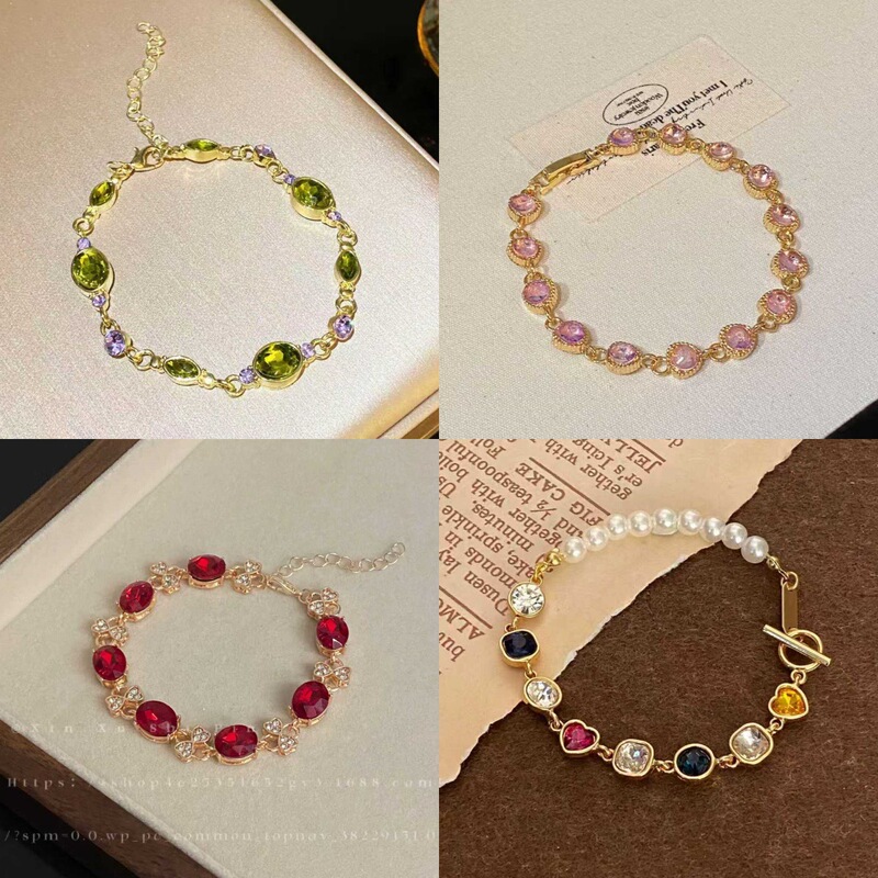 Colorful Retro Diamond Bracelet Niche Design Elegant Personality Exquisite Light Luxury Versatile High-End Fashion Bracelet Colorful Retro Diamond Bracelet Niche Design Elegant Personality Exquisite Light Luxury Versatile High-End Fashion Bracelet