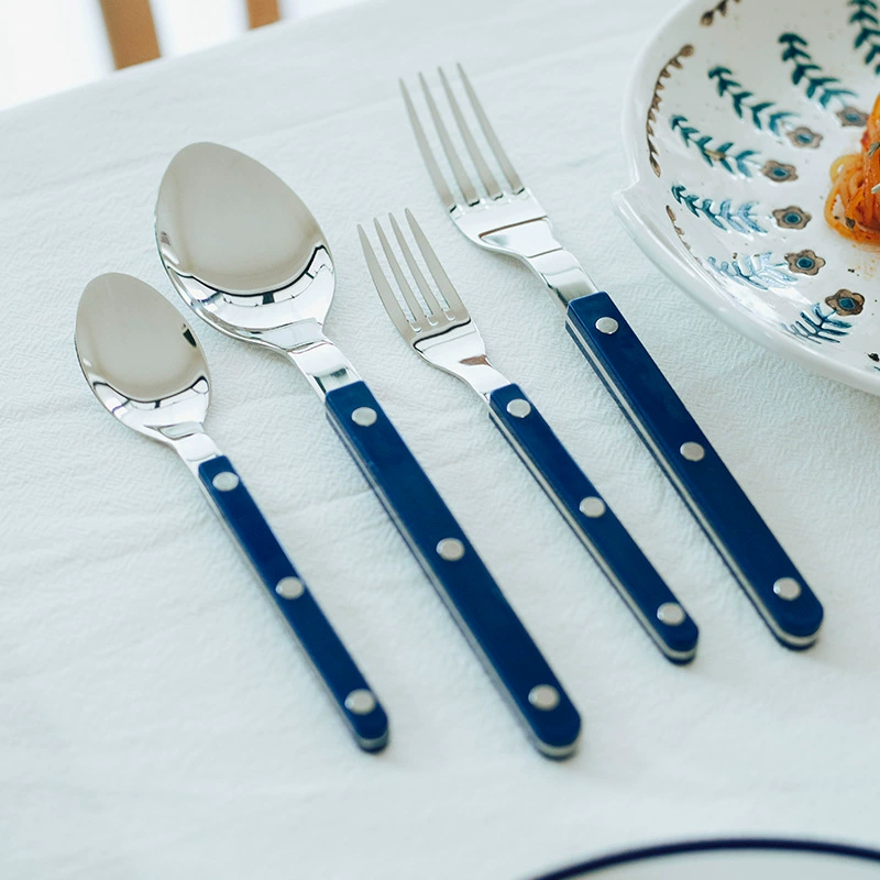 Синий акриловый набор ножей, вилок и ложек в стиле вестерн, стейк, отель, ресторан, посуда из нержавеющей стали, десертный набор, оптовая продажа