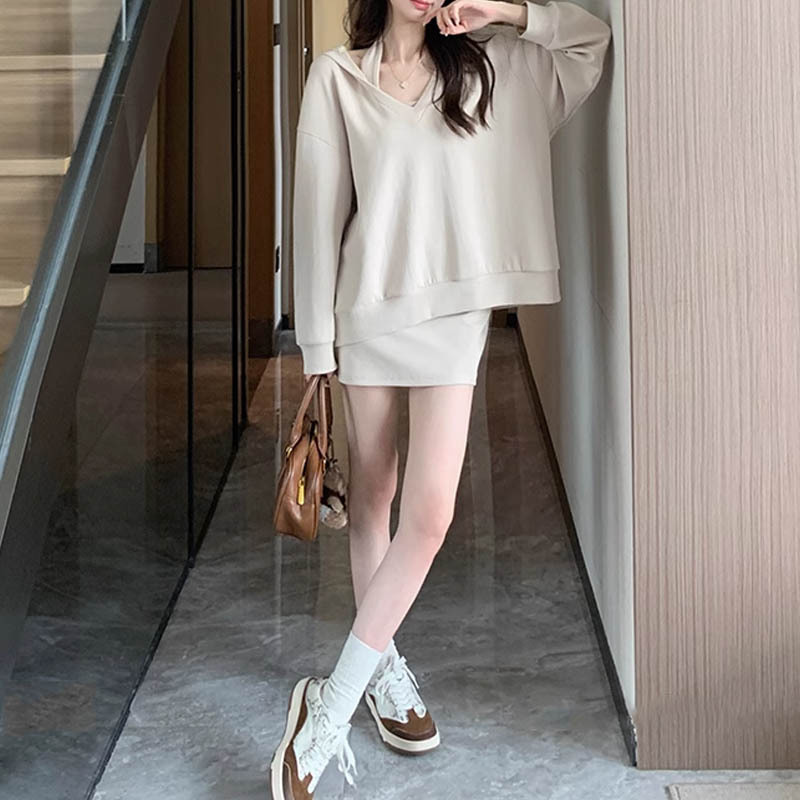 欧美跨境亚马逊早初秋季穿搭配一整套装小个子连衣裙女韩系感长裙|undefined