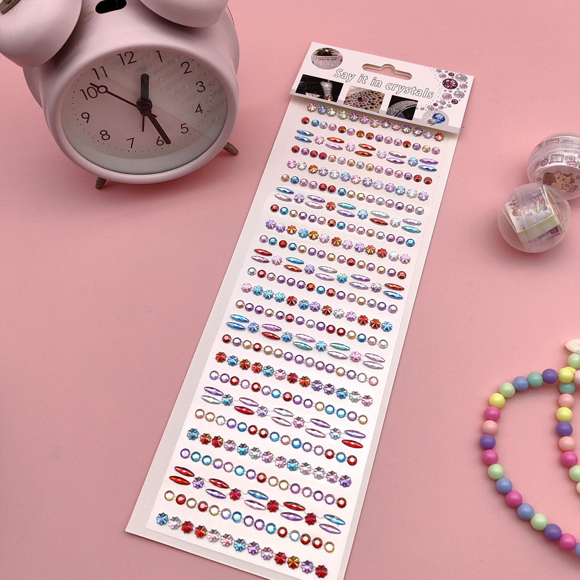 Coloridas pegatinas de flores de hielo para niños gema de diamantes de color AB pegatinas de cristal acrílico de juguete princesa pequeñas pegatinas al por mayor