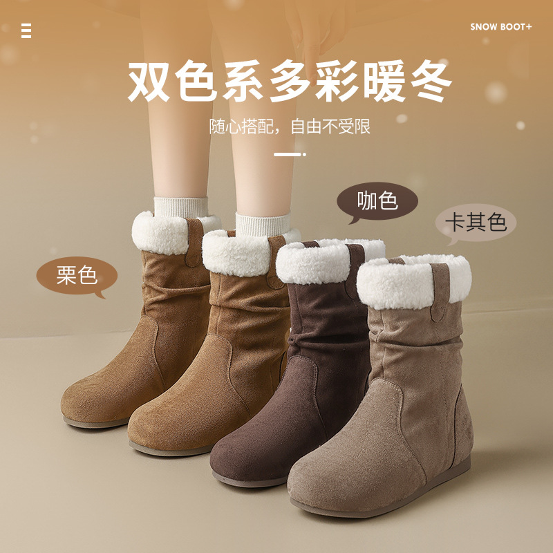 Botas de nieve de león antiguo para mujeres 2025, nuevo invierno de lana gruesa de pila Bocken botas cortas de tubo medio botas Martin