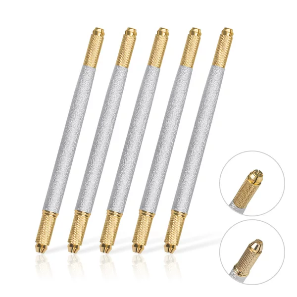 Gold and Silver Embossed Double-Headed Tattoo Embroidery Pen Needle Holder Eyebrow Shading Pen Embroidery Pen Direct Sales from the Source
