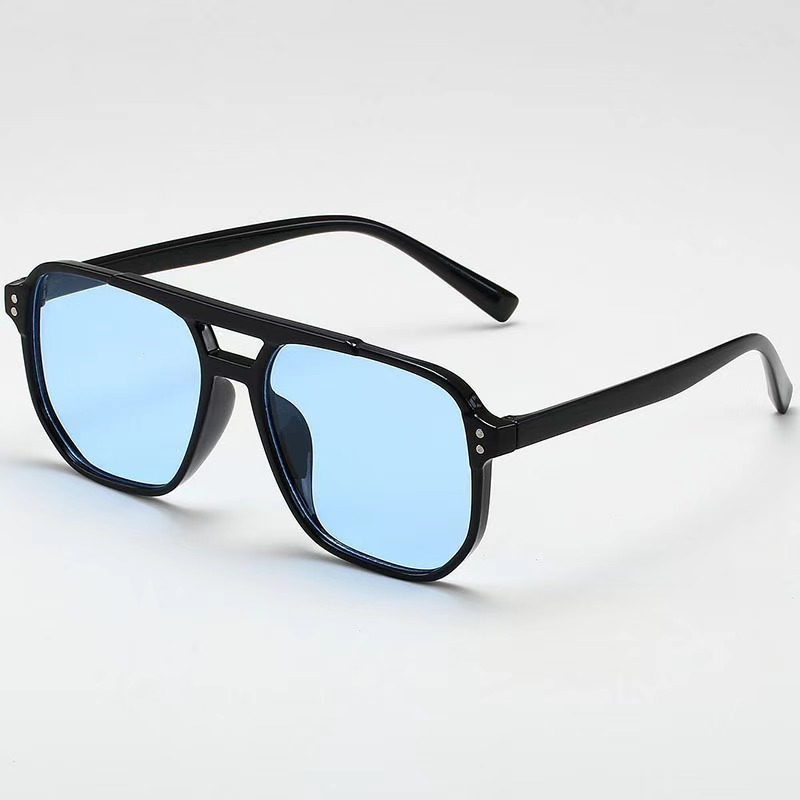 Gafas de sol vintage de doble puente, estilo transfronterizo, modernas y sencillas, con montura grande y lentes de estilo oceánico.