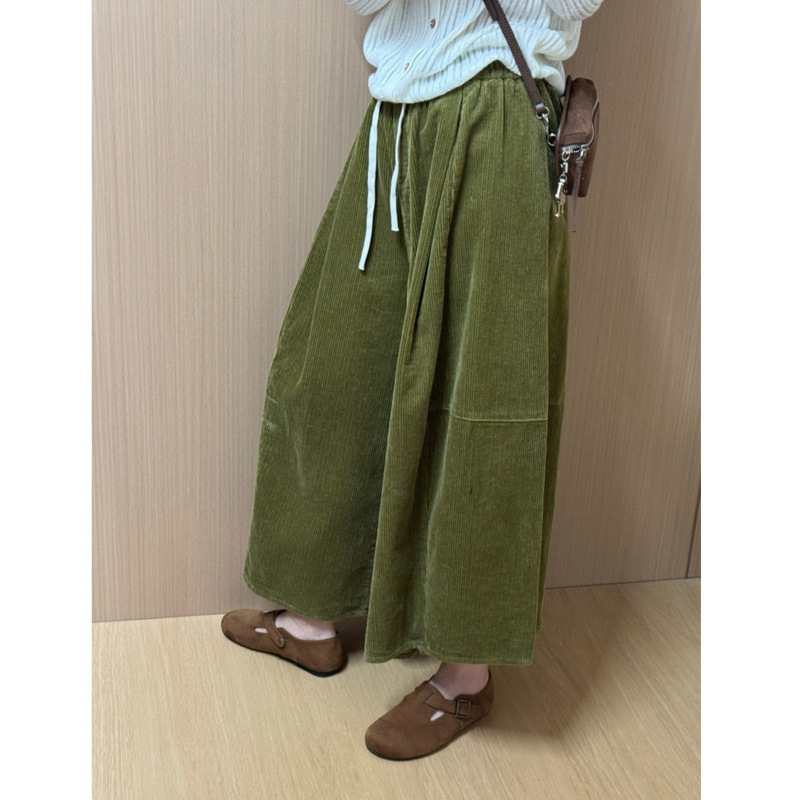 Wide-Leg Design Cropped Corduroy Pants for Women 2025 Autumn New Korean Versatile Stylish Pants Skirt Trend