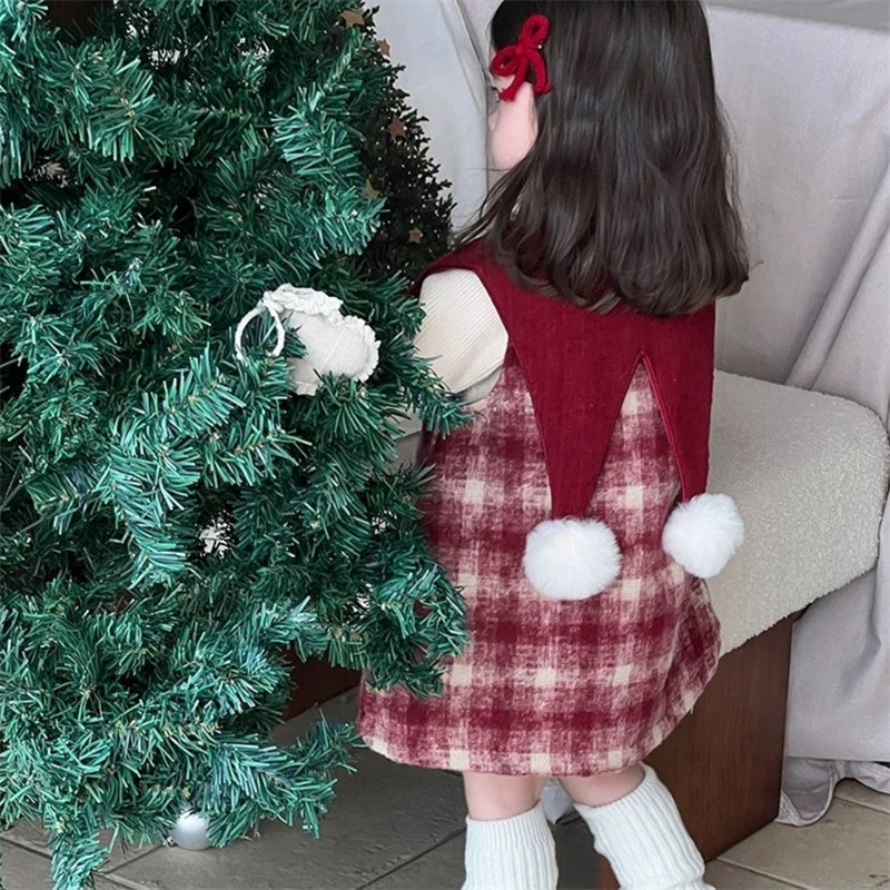 Vestido de niña, ropa de otoño e invierno, vestido de princesa de fragancia pequeña para niños, traje de año nuevo, vestido de bebé femenino de un año, invierno