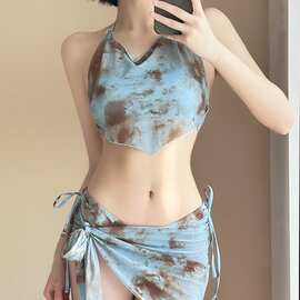 厂家批发2024新款分体女士泳衣性感晕染泡温泉海边度假比基尼泳装