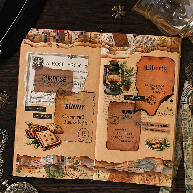 Diario manuscrito pegatinas impermeables pet diy pegatinas de diario retro transfronterizas hacer viejas tiras pegatinas decorativas artísticas