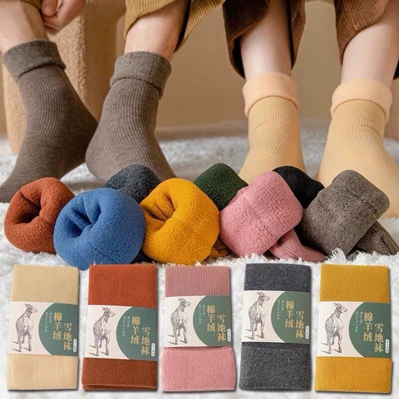 Осенние и зимние женские носки, теплые носки из овечьей шерсти в вертикальную полоску, средней длины, на флисовой подкладке, для дома, оптом, защита от холода.