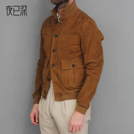 2026欧美亚马逊秋冬男装修身纯色时尚夹克外套男潮外贸跨境爆款