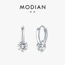 MODIAN摩典1克拉莫桑钻耳扣925银简约气质甜酷风轻奢感单钻耳环女