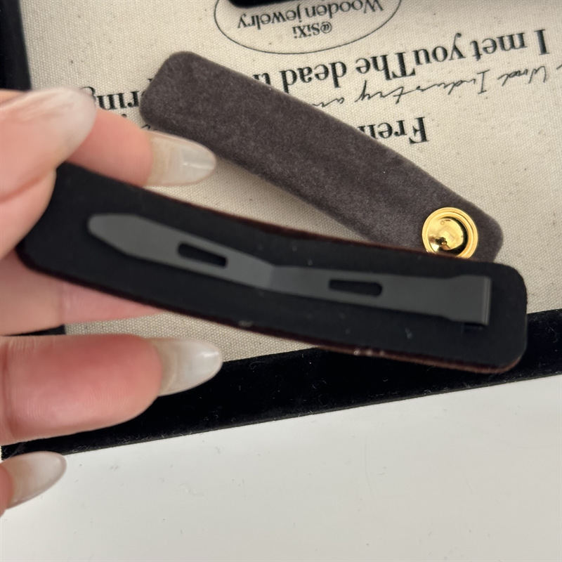 Neues schlichtes Design, Goldstandard, rechteckiger BB-Clip im koreanischen Stil, Herbst und Winter, Hinterkopf, gebrochene Haarnadel, Retro-Seitenhaarnadel_voghion.com