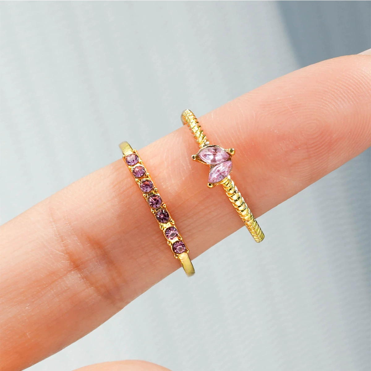 Zirconium Ring Set, one size, simple elegant bright style, high-quality finish