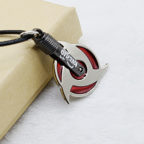 Ninja Necklace Anime Akatsuki Organization Wood Leaf Red Cloud Kunai Sharingan Three Rings Human Pillar Necklace Keychain