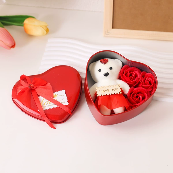 Iron box heart shape (3+bear) red