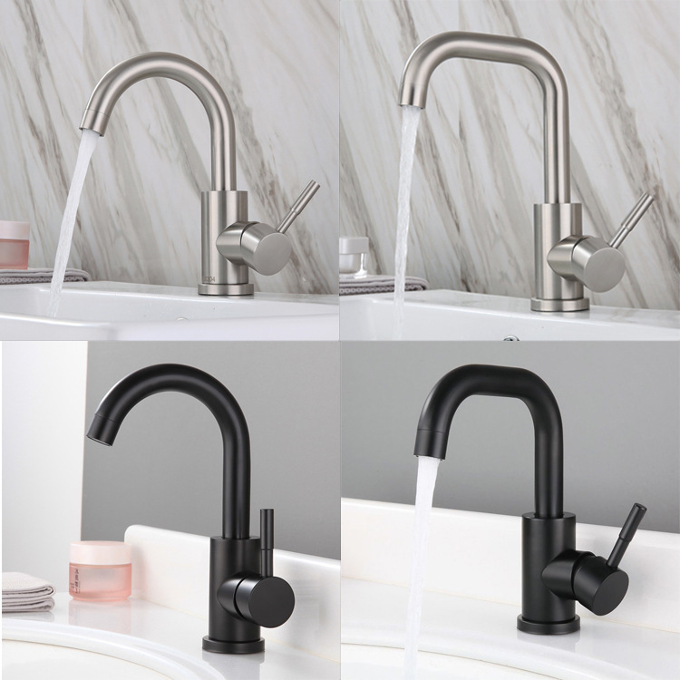 Wholesale of 304 cold and hot washbasins, faucets, bathroom washbasins, washbasins and faucets with two inlets and one outlet Specification drawing