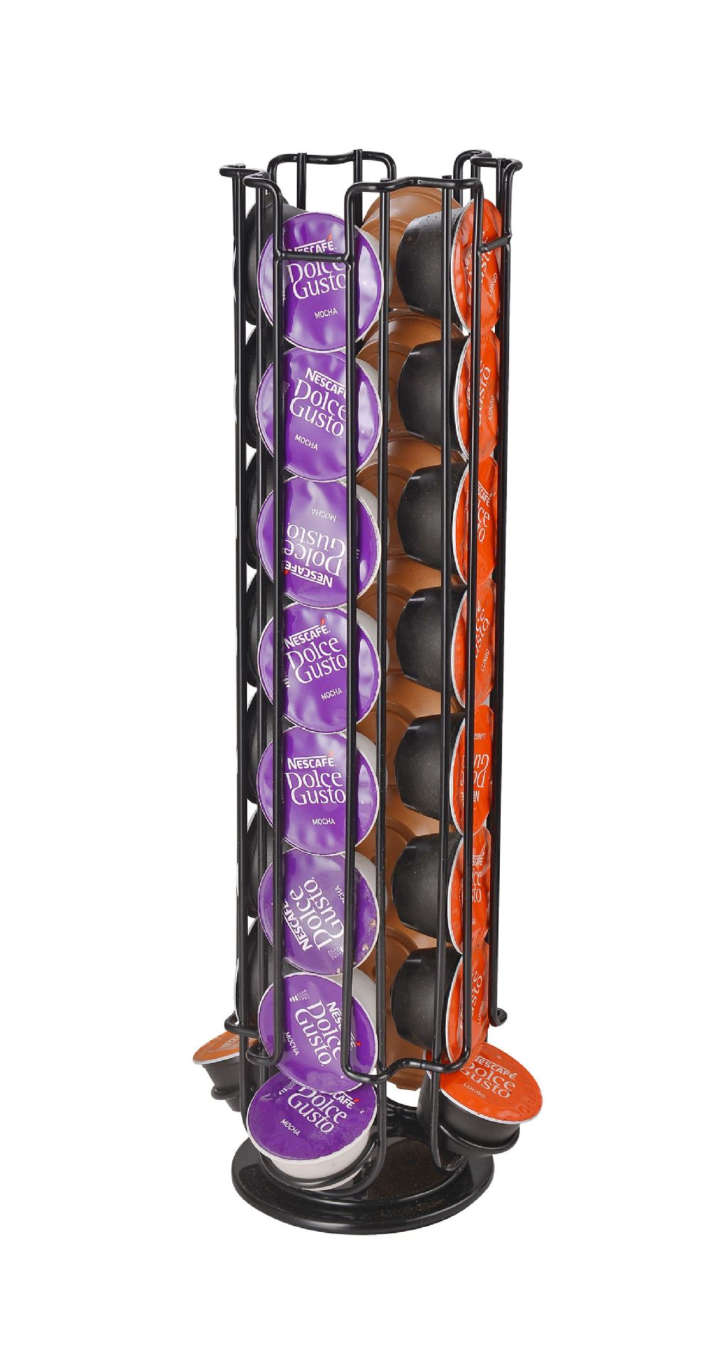 Rack de almacenamiento de cápsulas de café OASISWJ para 32 cápsulas Dolce gusto Rack de almacenamiento giratorio de hierro forjado