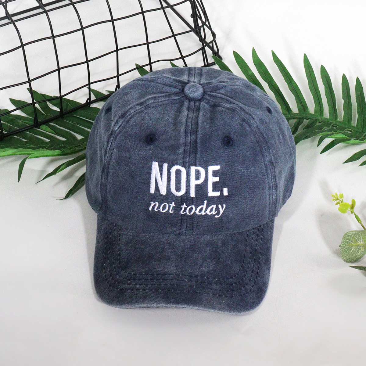Unisex Casual hundred alphabets NOPE embroidered washed baseball cap curved cap ins style_voghion.com