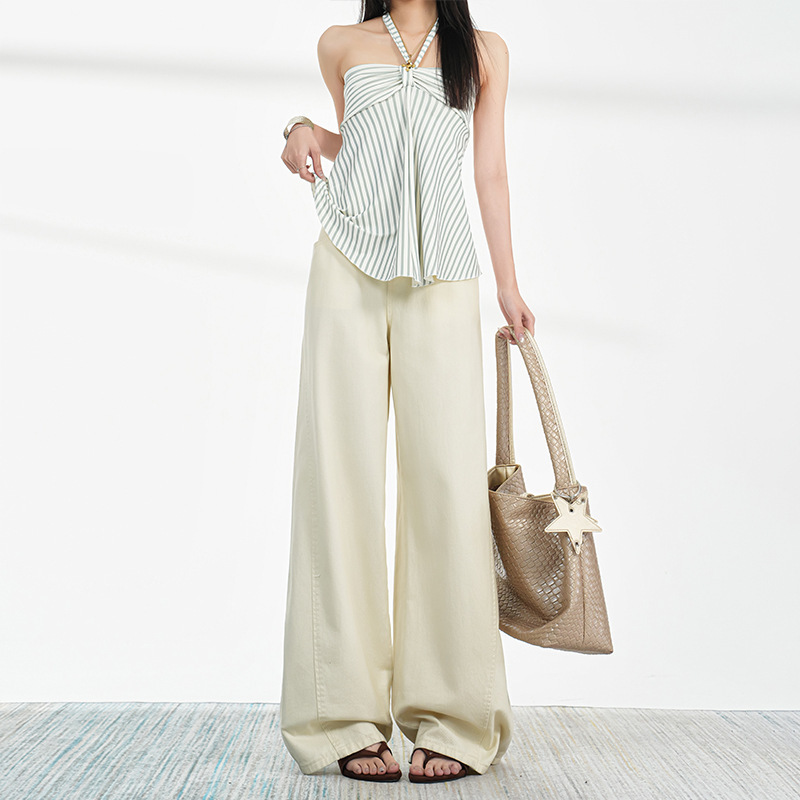 Classic and Versatile｜Enhances Curves｜Beautiful Sister-Style Off-White Wide-Leg Casual Jeans for Women