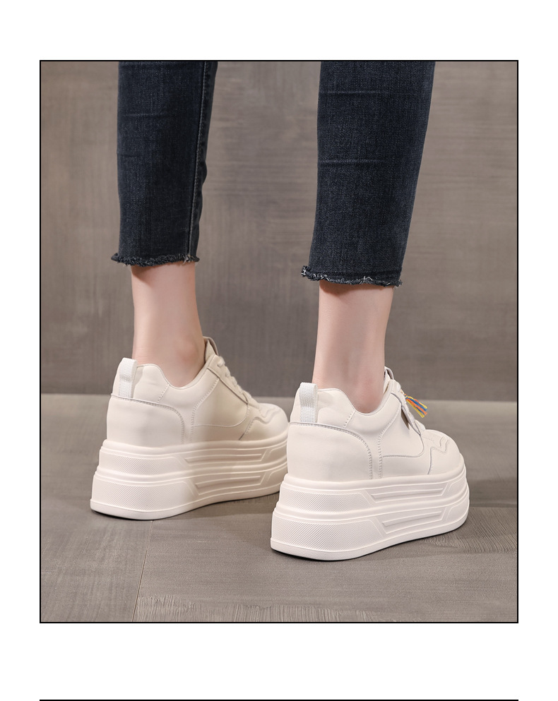 Giày sneaker nữ đế dày tăng chiều cao đa năng màu be, gót 9.5 cm — màu be chi tiết 16