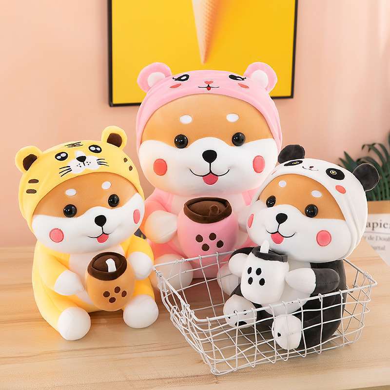 Cute Milk Tea Dog Transformed into a Tiger Plush Toy Doll, Corgi Dog Doll, Pillow, Creative Gift Cute Milk Tea Dog Transformed into a Tiger Plush Toy Doll, Corgi Dog Doll, Pillow, Creative Gift