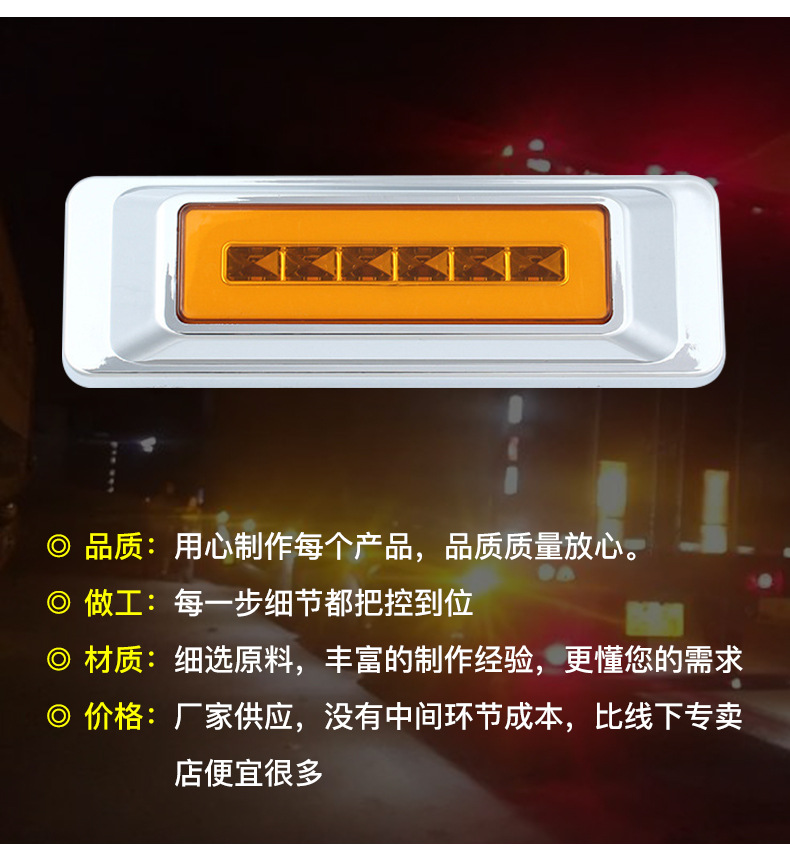 Cross-Border Export 12V24V 27Led Wide-Edge Light Guide Truck Side Light Width Indicator Light Truck Manufacturer Vehicle-Mounted Super Bright
