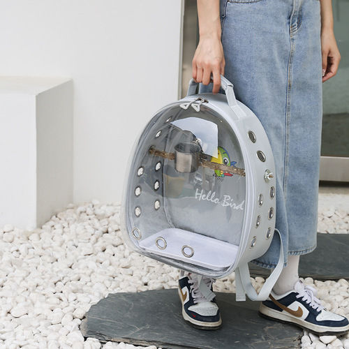 Factory direct supply parrot outing bag pet backpack transparent portable cabin shoulder portable transport box parrot bird backpack