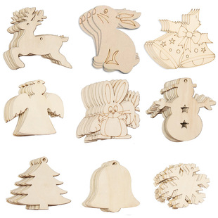 Cross-border Wooden Christmas Hanging Tag Small Wooden Sign Carving Pendant Craft Jewelry Gift Cut Out Processing Laser