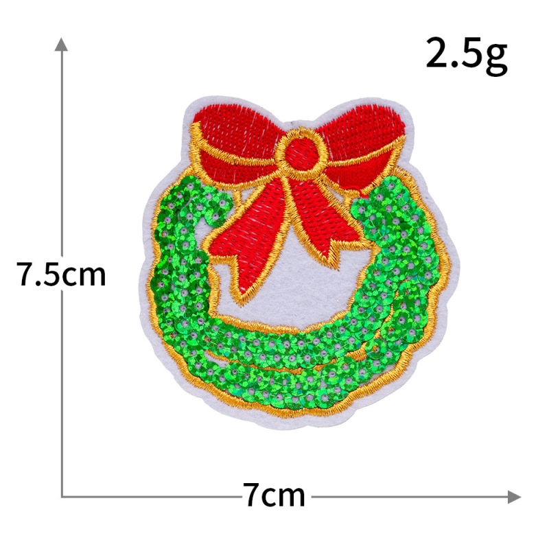 クロスボーダーコンピュータ刺繍ステッカークリスマススパンコール刺繍サンタクロースクリスマスツリースノーフレーク雪だるまヘラジカ刺繍布ステッカー|undefined