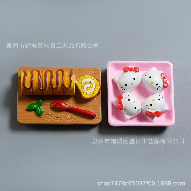创意甜品冰箱贴可爱小猫磁铁强吸3d立体仿真卡通树脂磁贴家居饰品|undefined