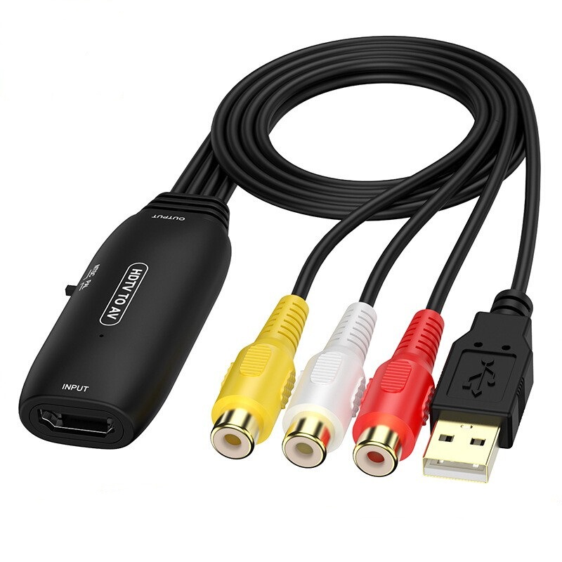 HDTV to AV high-definition converter, HDTV2AV connection adapter for projector, computer, PS4 to TV display