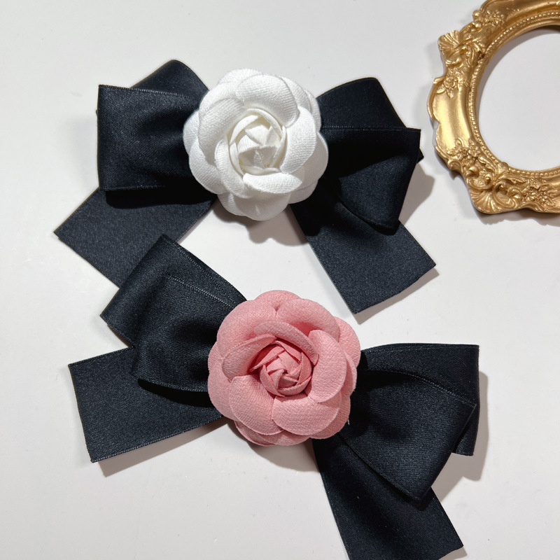 Camellia Brooch With Bow Tie Elegant Vintage Wedding Accessory_voghion.com